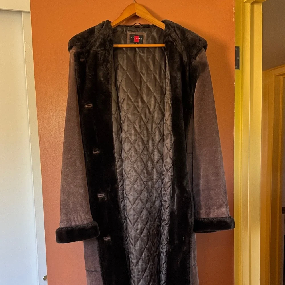 Gallery Brown Teddy Jacket with Fur Trim